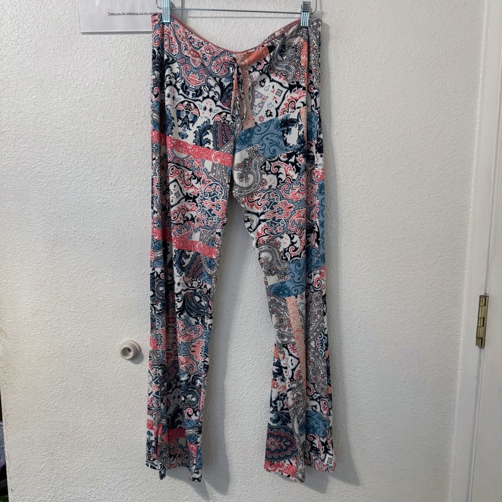 In Bloom by Jonquil Pajama Set Medium Paisley Lace Racerback Cami Wide Leg Pants - Picture 4 of 8